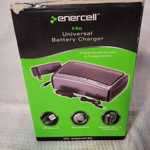 Enercell 8-Bay Universal Battery Charger for AA AAA C D 9V Ni-MH 23-790 USB Port